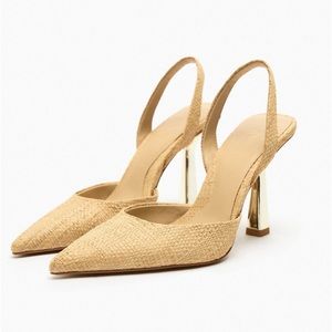 NEW ZARA Raffia High Heel Slingback heels size 10